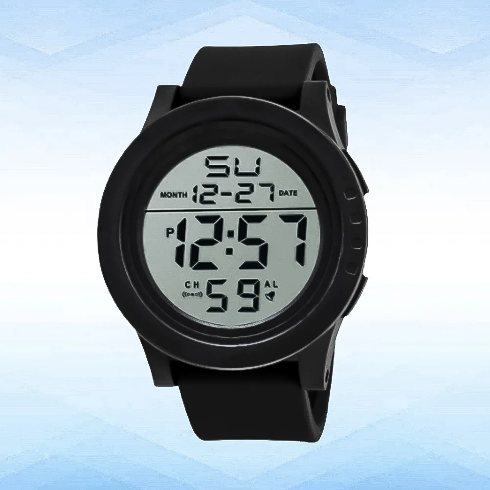 Large Screen Led Watch 30M Waterproof Swimming Diving Stopwatch Dual Time Black Pc Tpu Case Alarm Clock