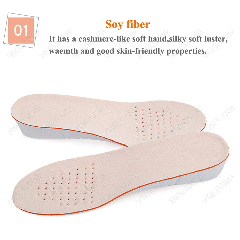 1 Pair 1.5/2.5/3.5cm Invisible Height Insoles for Men Women Heel Lift Breathable Shock Absorption Orthopedic Foot Care man women