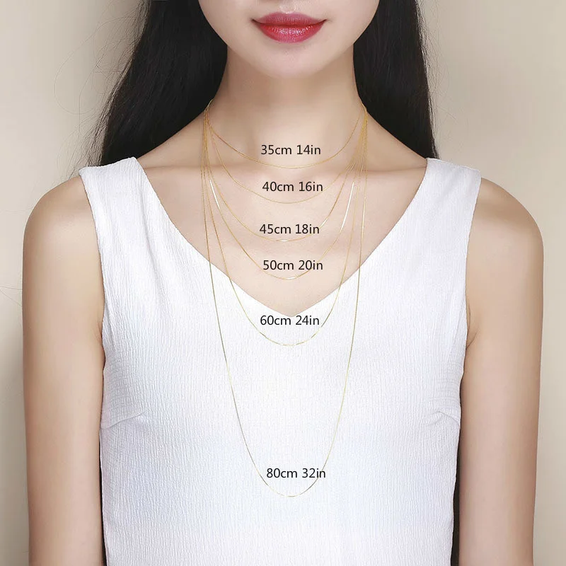 Collar de plata de ley 0,65 para hombre y mujer, cadena fina de Color dorado, de 35-80cm y 925mm, joyería Kolye