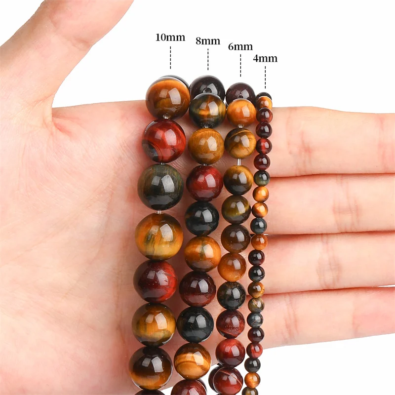 DIY 4/6/8/10/12mm A+ Quality Natural Stone Tiger's Eye Round
