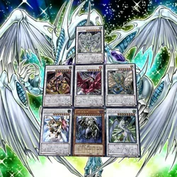 7Pcs/Set Yu Gi Oh 5DS Card UTR Stardust Dragon Black Rose Dragon Anime Game Characters Self Made Collect Rough Style Flash Card