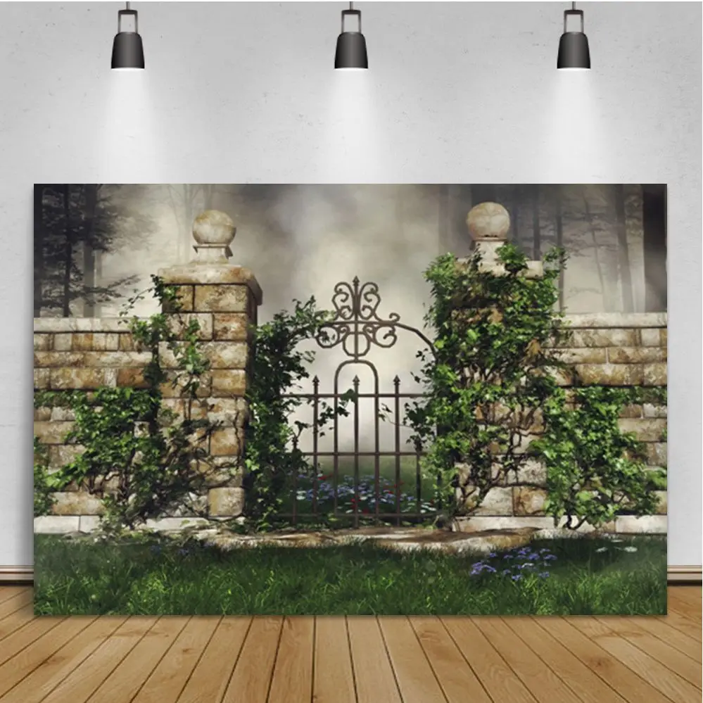 Laeacco Old House Window Scenery Green Trees Vine Vintage Grunge Baby Portrait Photography Backdrops Photo Backgrounds Photocall