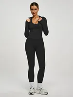 Fitfemme 2Pcs Women's Spring Yoga Sport Suit High Waist Legging Jacket Lifting Running Pants Outdoor Set - Image 4