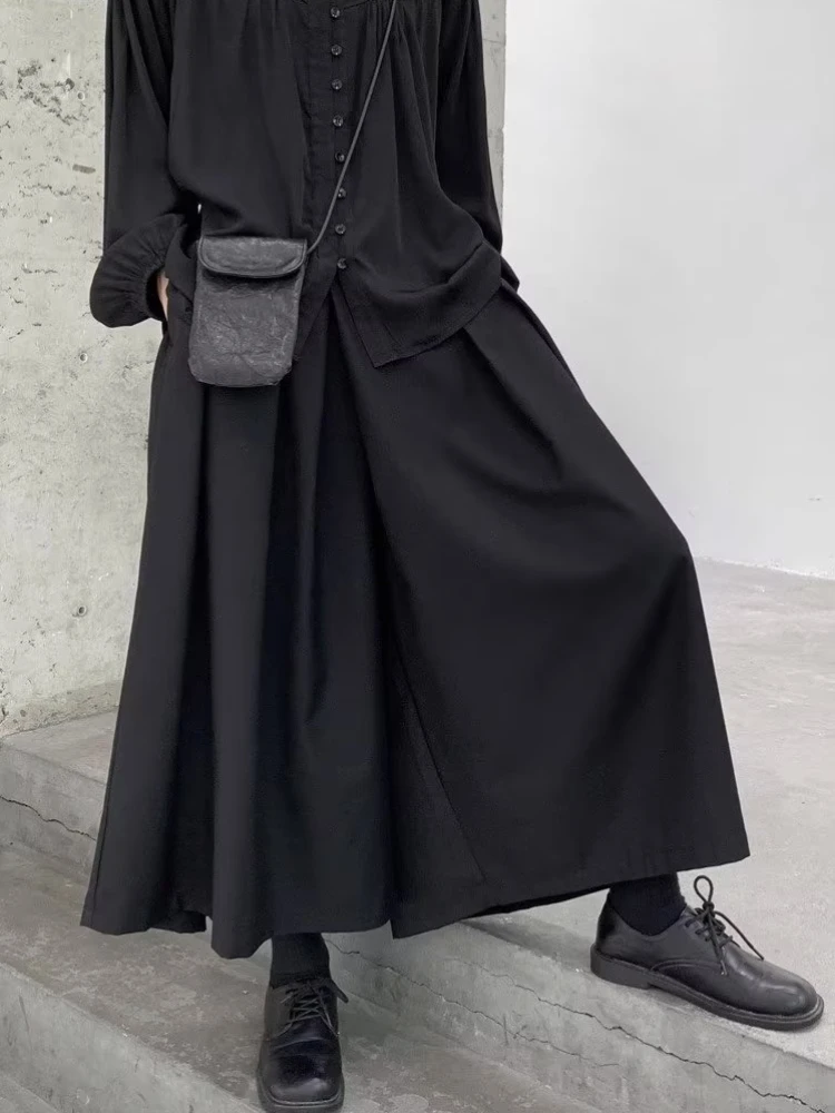 Casual Pants Men Daily Spring Autumn Wide-leg Oversize Loose Japanese Style High Street Fashion Ankle-length Culottes Unisex