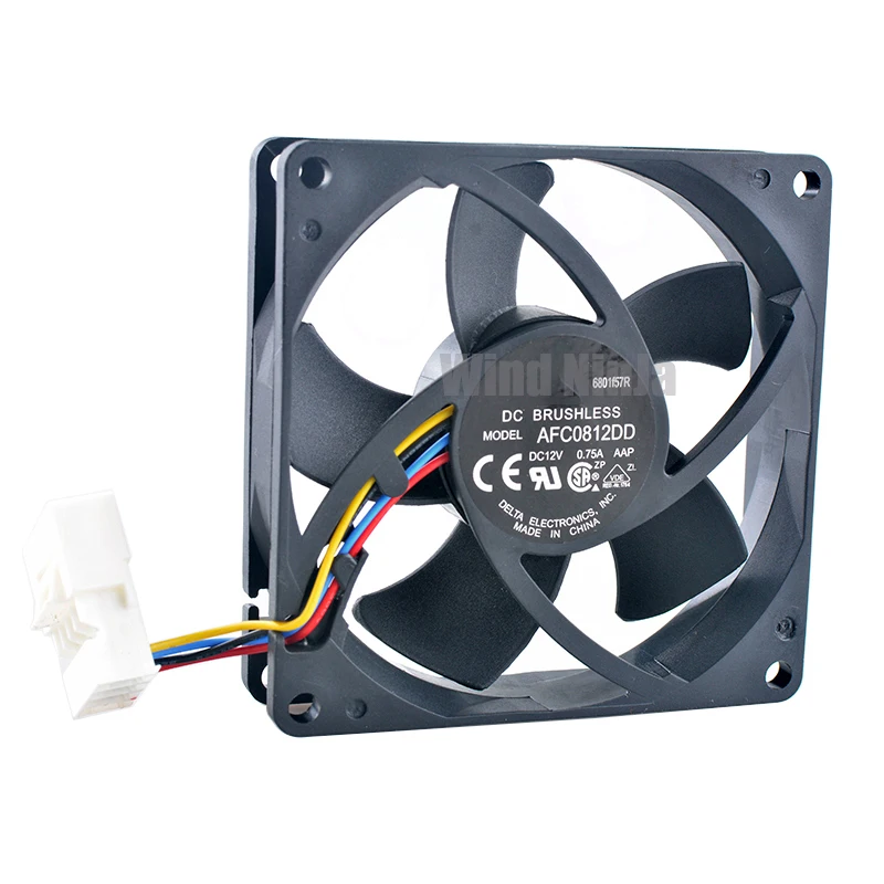 AFC0812esse-Ventilateur de Refroidissement à Grande Vitesse pour Station de Travail, 8cm 80mm, 80x80x20mm, DC 12V 0,75 A, 4 Broches, Touriste, Roulement à Billes, CPU