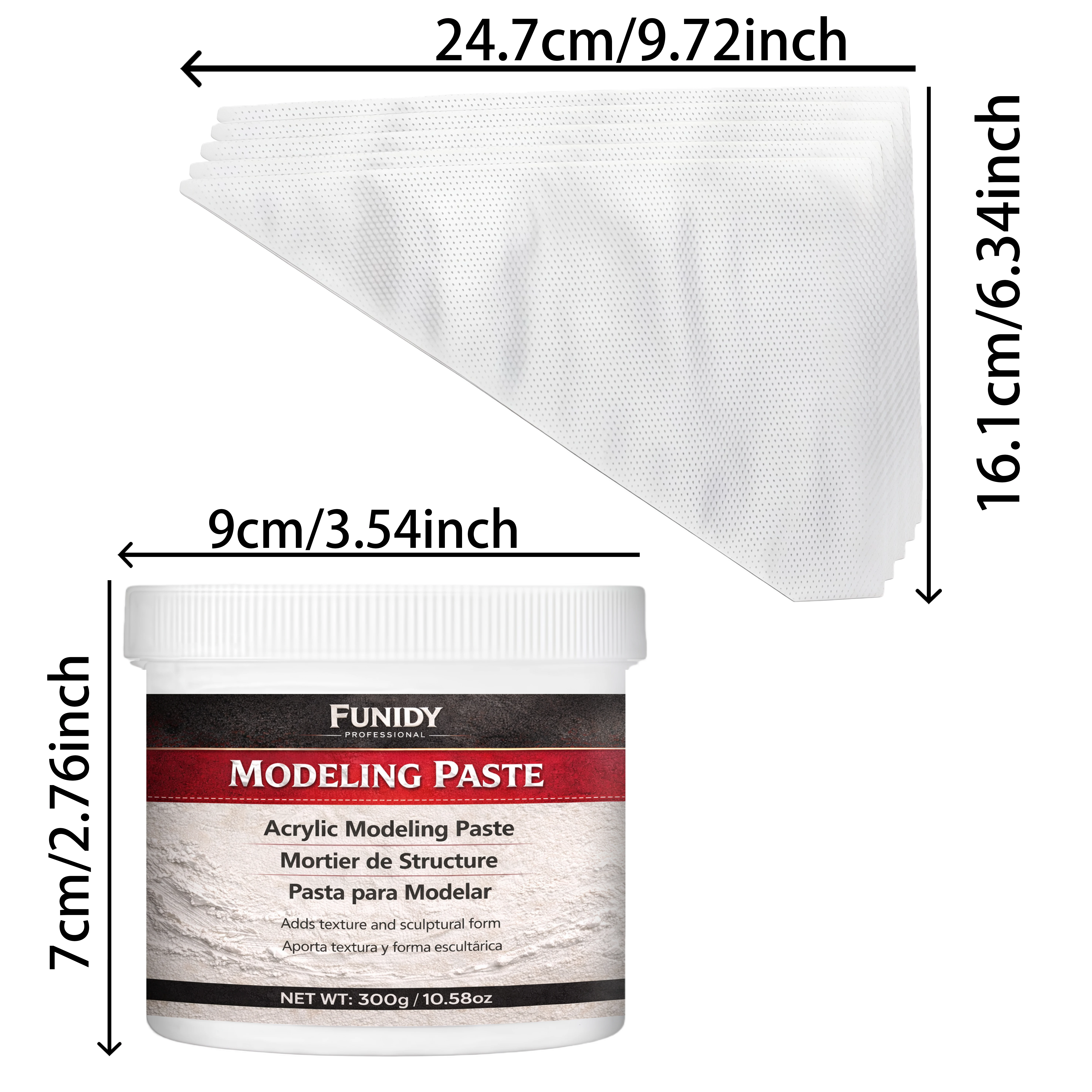 10.15oz/300ml Acrylic Modeling Paste, White Texture Paste, Art Sculpting & Line Drawing Gel, Ready to Use