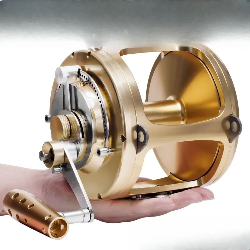 

Full metal druml deep sea iron platel fishing giant golden gun wheel oversized model