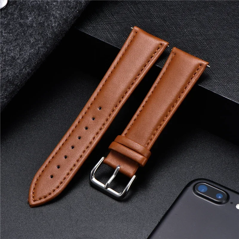 Casual Calfskin Leather Wrist Bracelets 16mm 18mm 20mm 22mm 24mm Men\'s and Women\'s Business Watch Strap