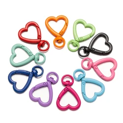 5pcs Colorful Heart Shape Metal Spring Clasp Hooks Carabiner Key Rings Connectors For DIY Keychains Jewelry Making Accessories