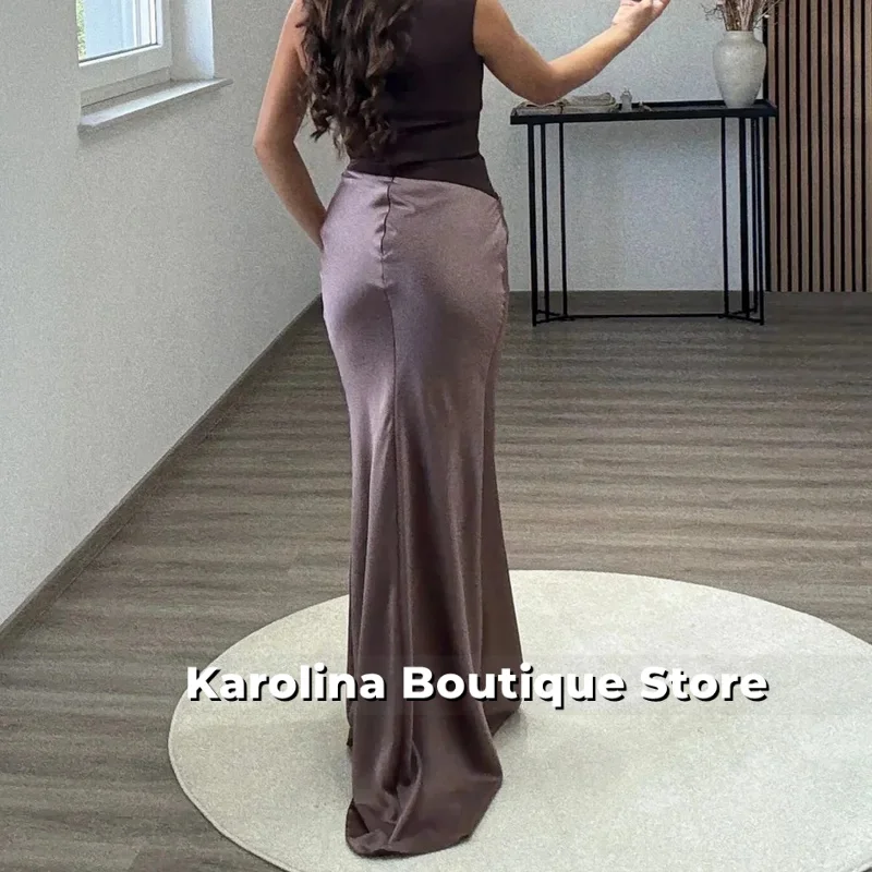 Maßgeschneidertes zweifarbiges braunes One-Shoulder-Abschlussballkleid aus Satin mit Rüschen, schmale Meerjungfrau-Partykleider für elegante Anlässe für Frauen 2023