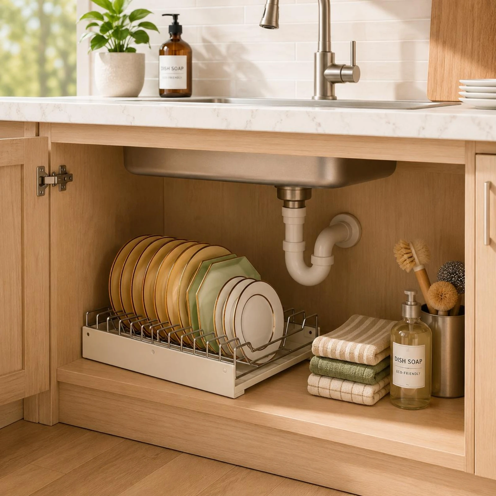 

Pull-out Cabinet Rack Space-Saving Pull out Cabinet Organizer Slide out Storage Shelf Under Sink Organizer for Bathroom