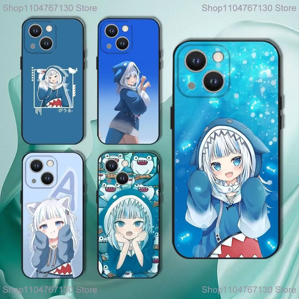 

Чехол для телефона Holive Gawr Gura для iPhone 17,16,15,14,13,12,11,Pro,XS,Max,XR,Plus,E,SE4,Mini Black Soft Cover