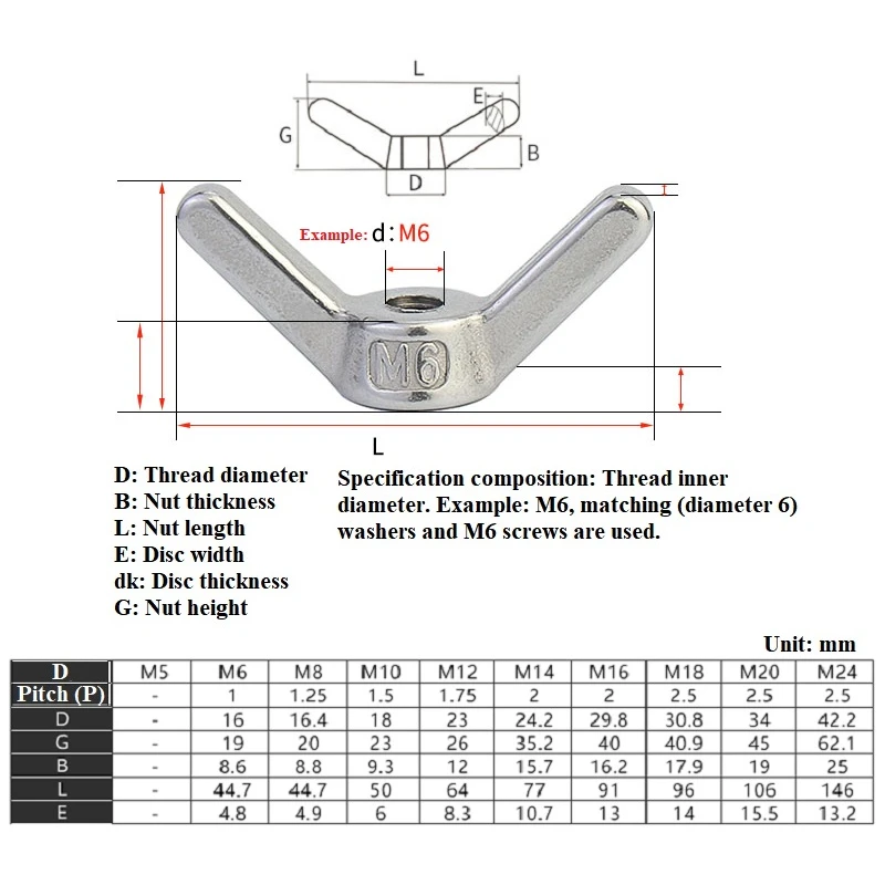 1pcs M6 M8 M10 M12 M14 M16-M24 Butterfly Wing Nuts 304 Stainless Steel Tighten Butterfly Threaded Nut Yuanbao Screw Threaded Nut