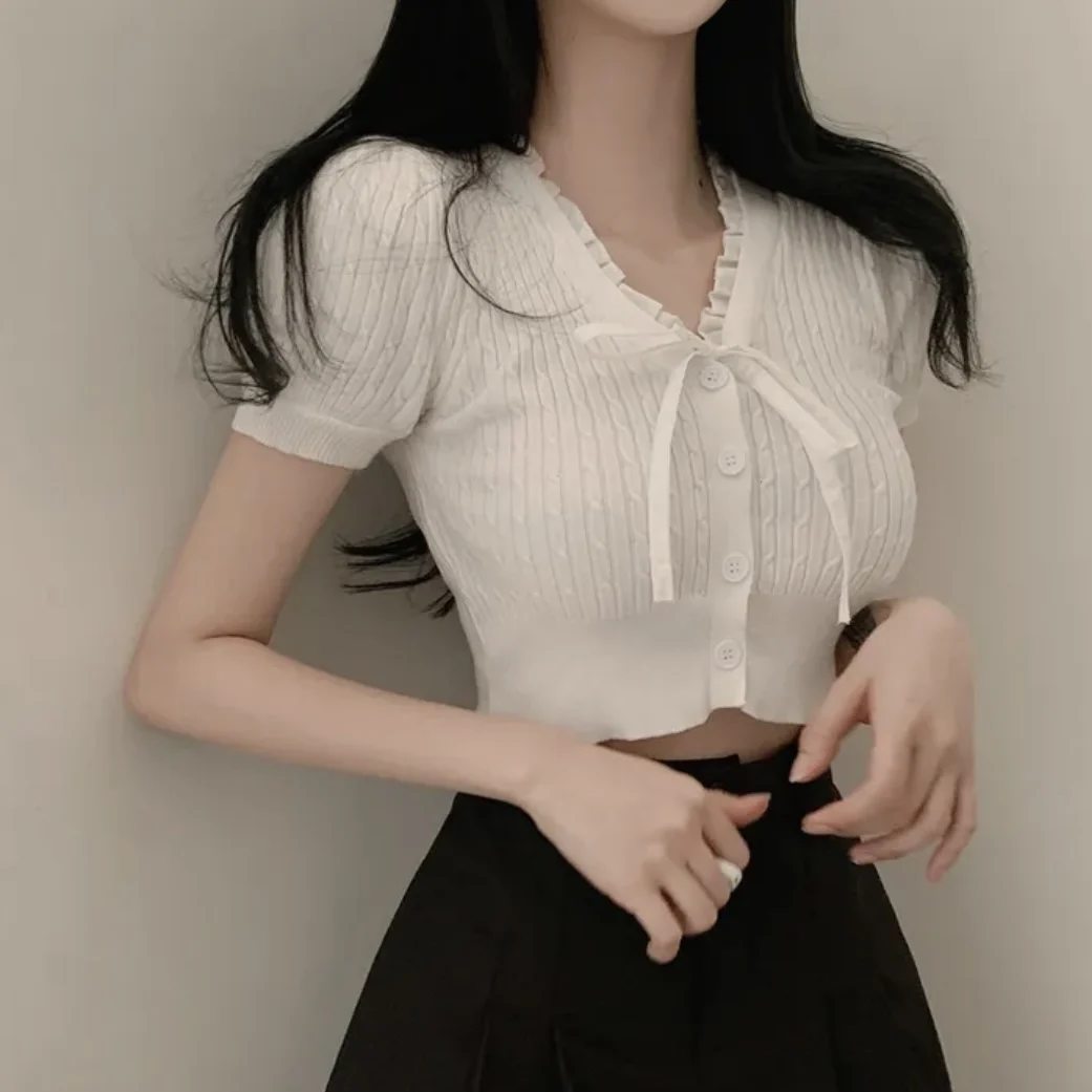 

Korean Sle Slim Fit Ice Silk Knitted Vest Women's Summer New U-Ne Knitwear Versatile Thin Outerwear Top ort Sve