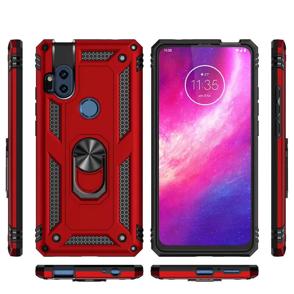 Mobile phone case magnetic ring for Motorola Moto One Hyper/Motorola One Ace 5G Shockproof Armor Stand Cover+Tempered Glass