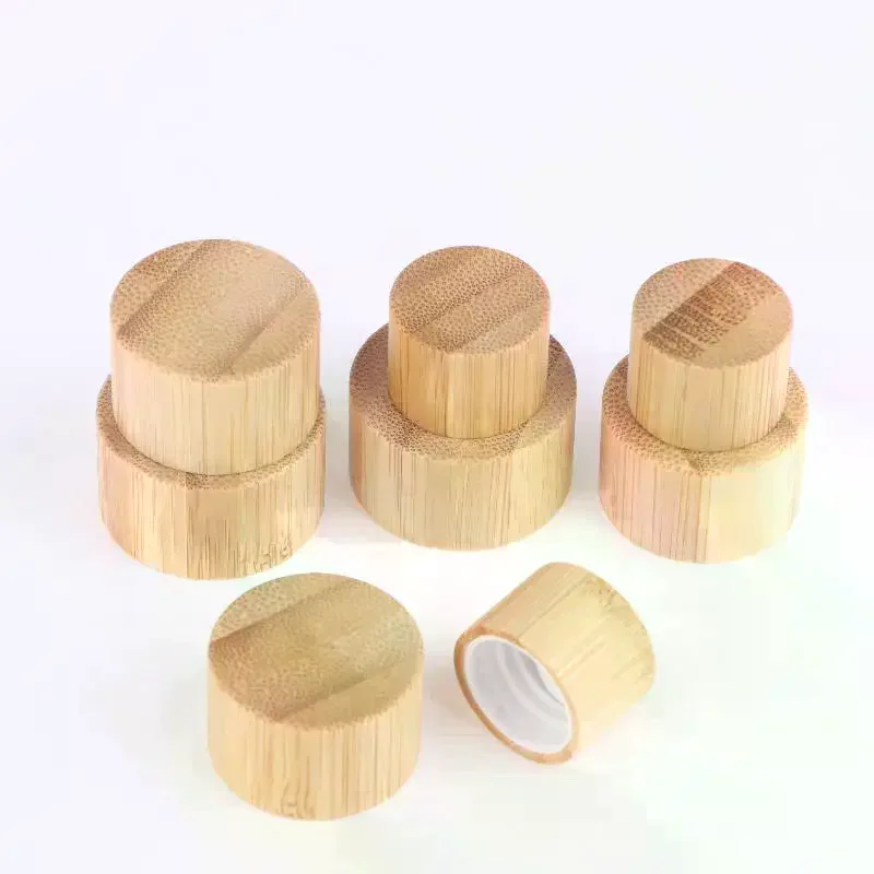 1/5 Pcs Eco-friendly Screw Bamboo Bottle Caps With Reducer Replace Empty Bottle Caps With Drop Plug Real Bamboo Cover Screw Cap