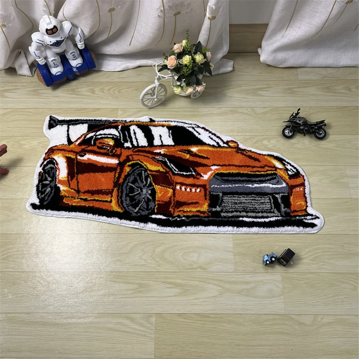 Racing Car Carpet Sports Car Carpet Living Room Bedroom Home Decor Non-Slip Bathroom Floor Mat 100x44cm