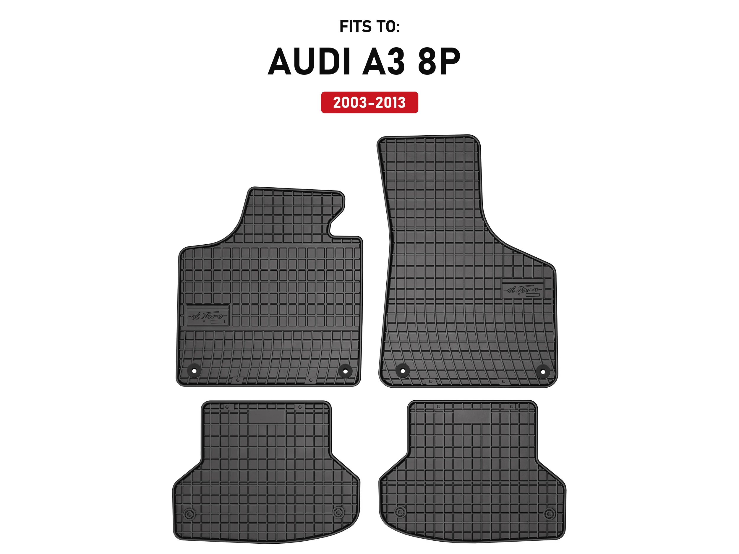 Zwarte rubberen automatten voor: Audi A3 8P 2003-2013 hatchback