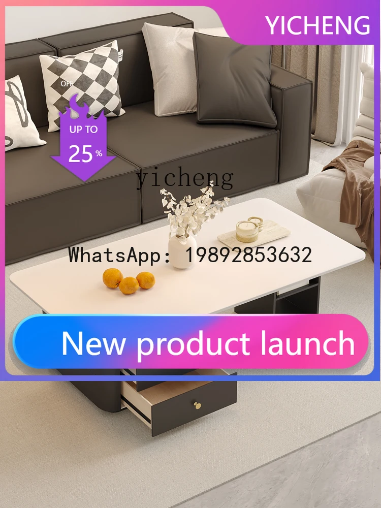 

A3-6 Stone Plate Coffee Table Home Small Apartment Minimalist Square Creative Tea Table Light Luxury High Sense