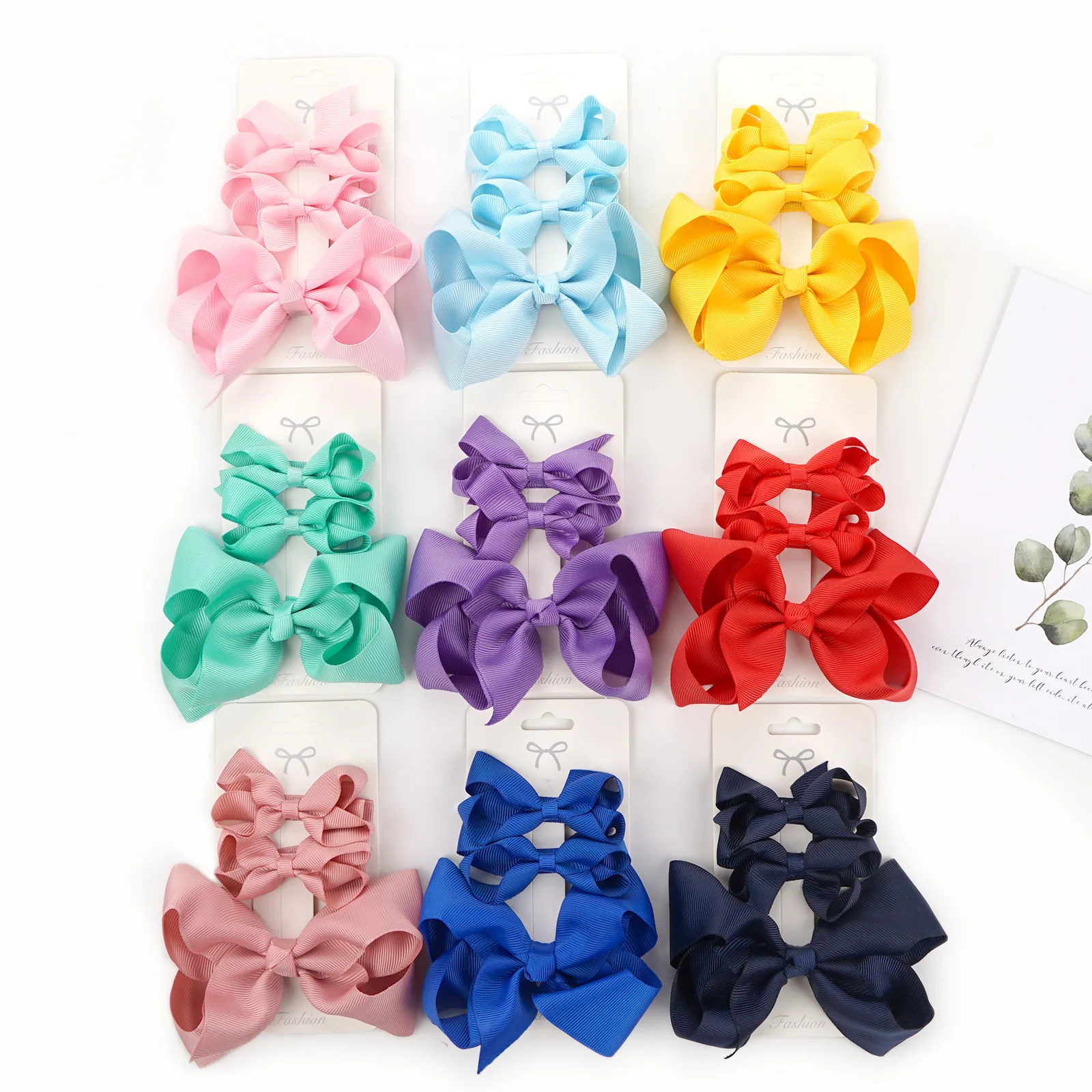 1 Set Solid Colorful Bow Hair Clip Hair Accessories White Red Bow With Clip Bowknot Hairpin Clip Barrettes For Girls Kids