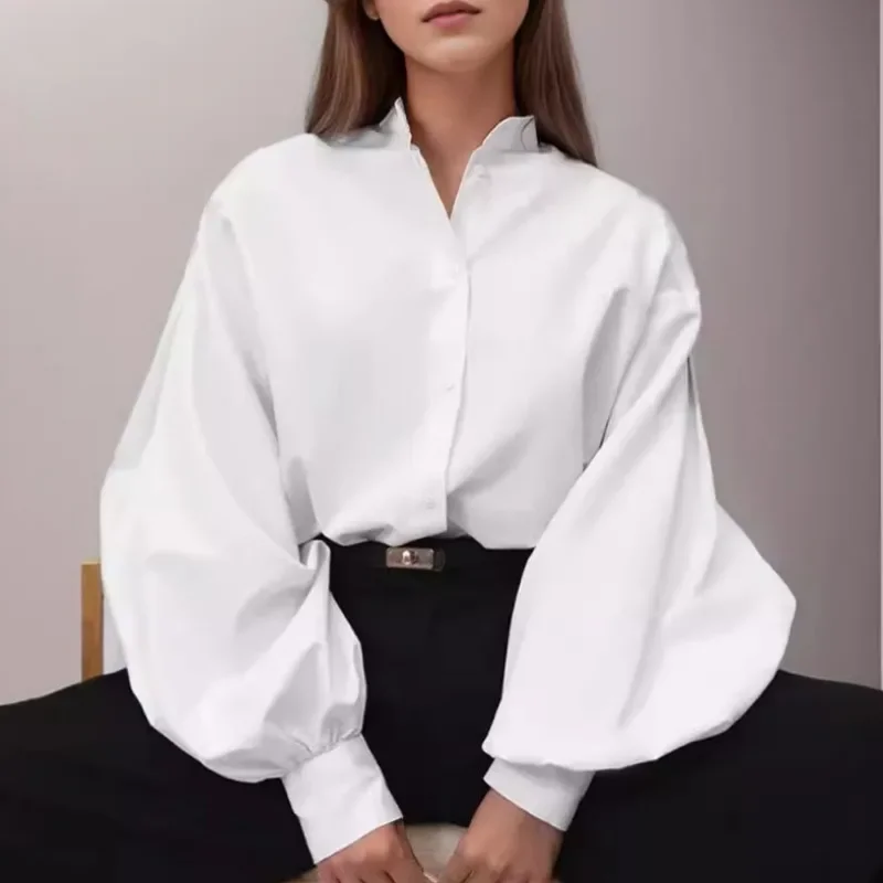 Shirts Women Solid Simple Office Lady All-match Daily Temperament OL Creativity Special Tops Korean Style Modern Casual Classics