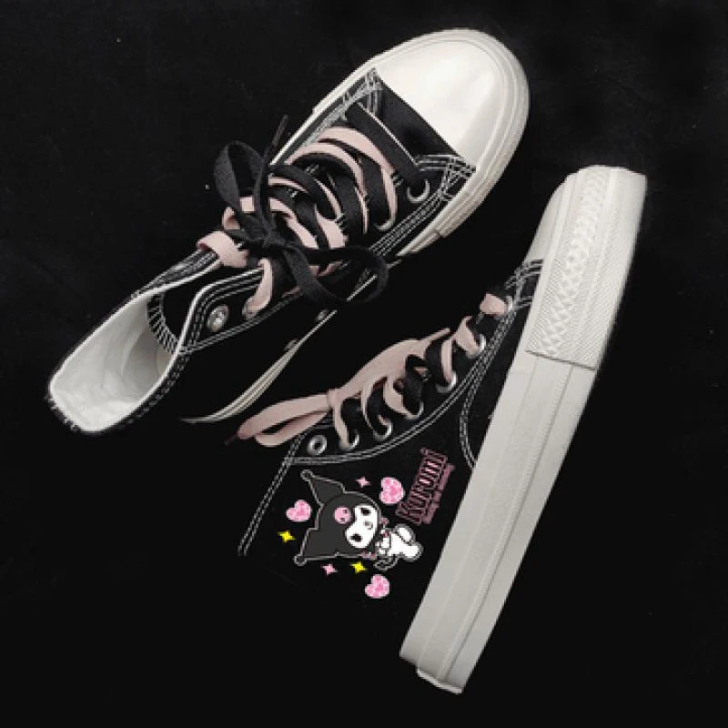 Sanrio Kawaii Kuromi High-top Canvas Shoes Anime Cartoon Lovely Fashionable Exquisite Comfortable Good Looking Students Sneakers