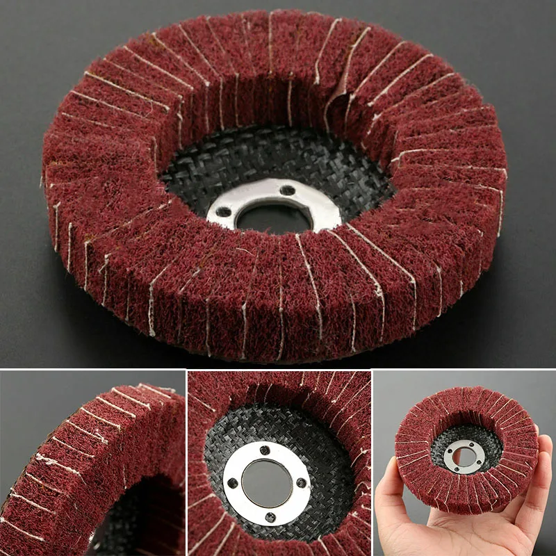 เส้นใยล้อขัดโรตารี่เครื่องมือรอบสนิม Pad สําหรับโลหะไม้ FLAP Disc Buffing Abrasive 320 กรวด 100 มม.
