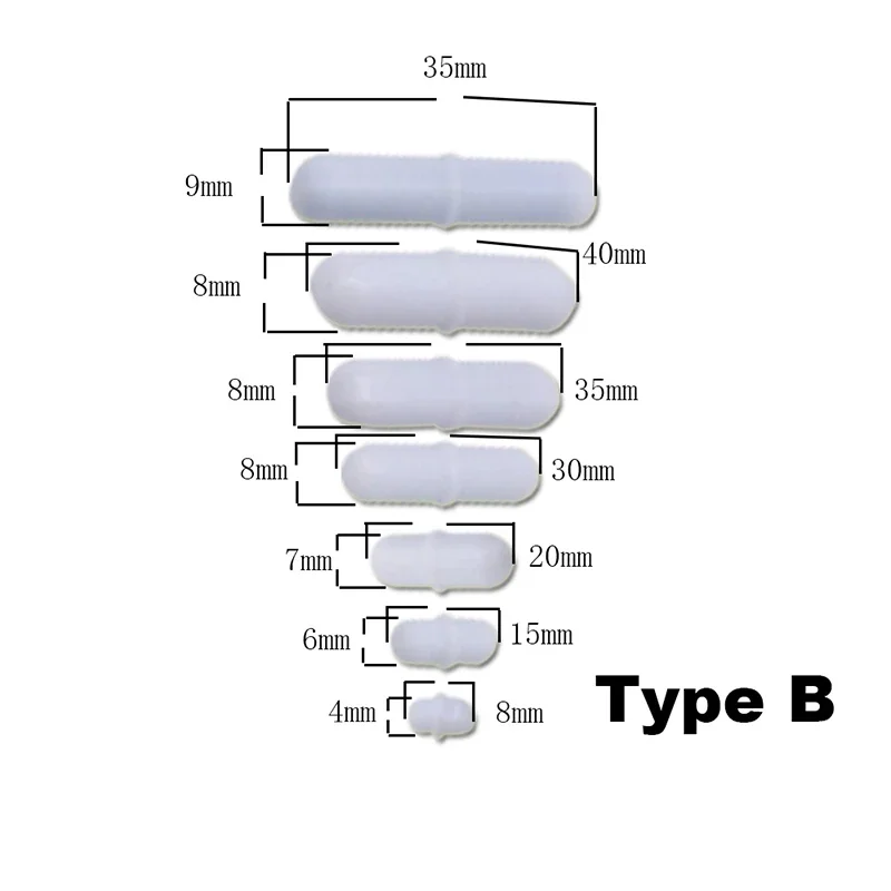 7 개/대 혼합 크기 ptfe 자기 교반기 믹서 stir bar type a b c