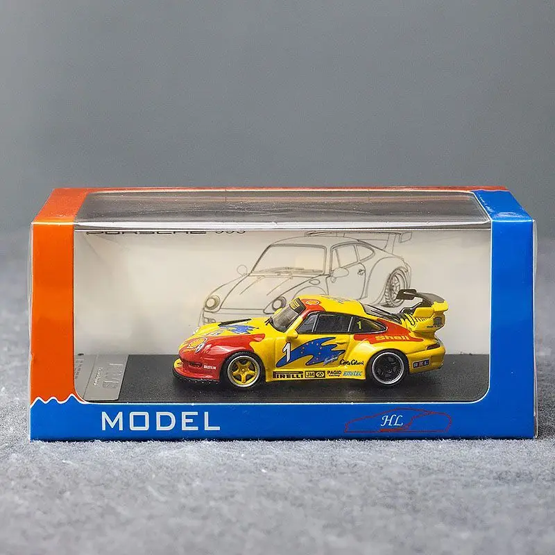HL Diecast سيارة 1/64 مقياس بورش 993 RWB نموذج سيارة رياضية واسعة الجسم سبيكة بورش 993 RWB لعب نموذج المركبات لعب للأولاد