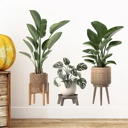 2PCS Simulation of Green Plant Ornamental Potted Wall Stickers for Bedroom Living Room Office Home Decoration Wall Decals