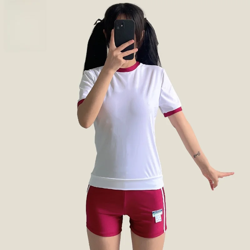 

Cute Anime Girl's Two-Piece Swimsuit Red Gym Suit Separate Swimwear Fem Model Cosplay Costume Casual Swimwear No Sve