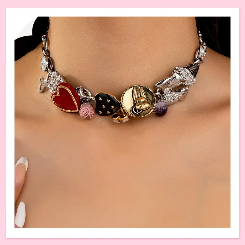 

Модное ожерелье в стиле панк с бантами-лепестками, трендовая цепочка на шею, цепочка на ключицы для женщин