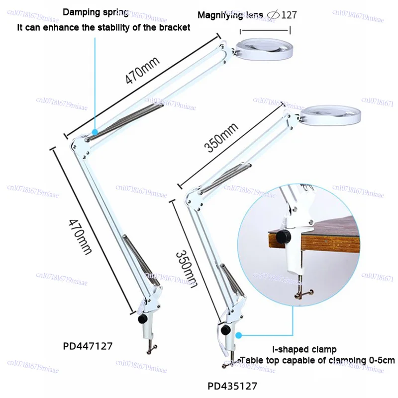 

48 LED Lamps Maintenance Flexible Clamp-on Table Lamp with 10x 20x Magnifier Glass Swing Arm Dimmable Illuminated Magnifier HD