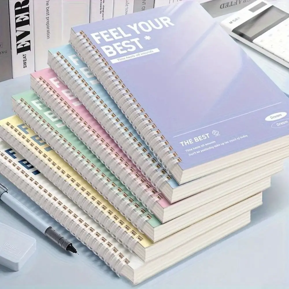 60Sheets/Book Thickened A5 Spiral Notebooks Color Horizontal Line Inner Pages Diary Book Perforated Pages Notepad Students