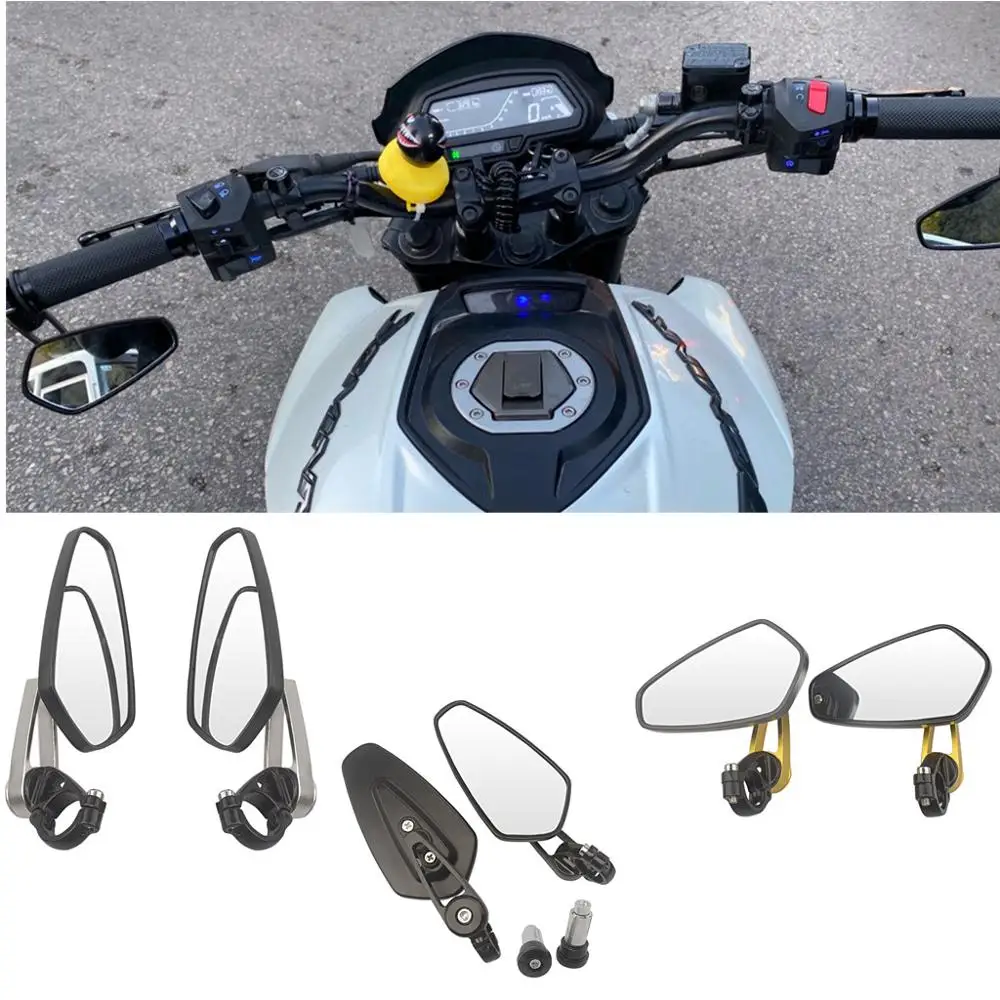 Specchietti retrovisori universali per moto da 7/8 "Specchietti retrovisori laterali con maniglia ovale in alluminio per Suzuki Kawasaki Yamaha