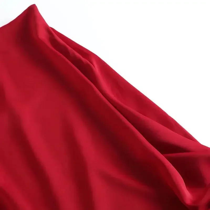 Dames 2023 Mode Chique Temperament Joker Satijnen Textuur Midi Rok Retro Hoge Taille Rits Dames Rok Mujer