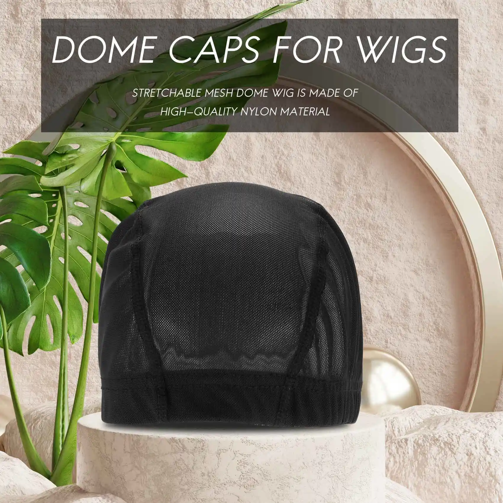 6 Pcs Wig Cap for Wig Making Elastic Dome Mesh Wig Cap Women's Front Lace Wig Black