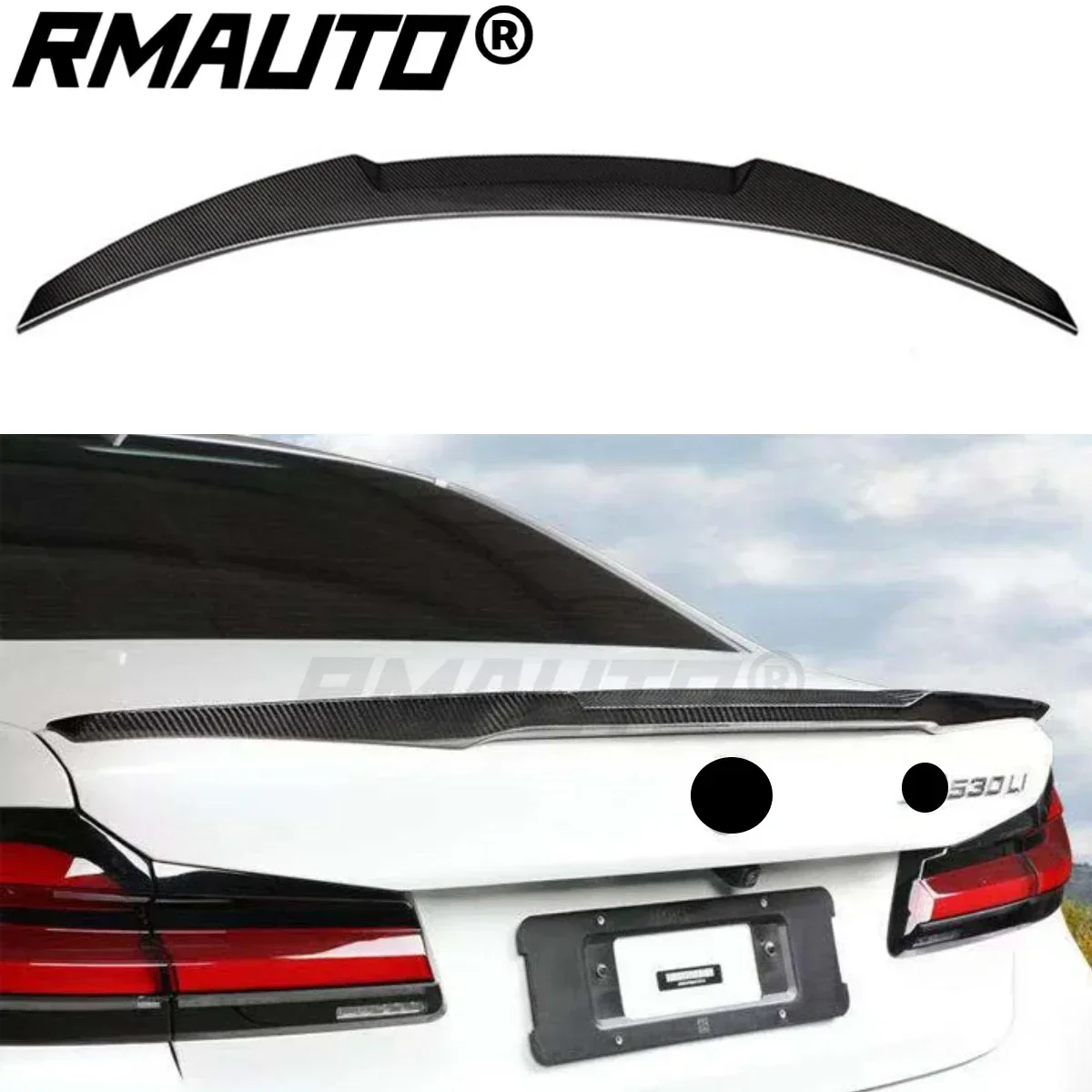 

RMAUTO Carbon Fiber M4 Style Rear Spoiler Wing For BMW 5 Series G30 F90 M5 2017-2023 Rear Spoiler Wing Car Accessories Body Kit