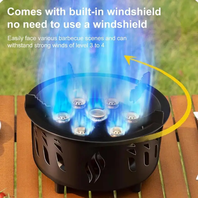 Portable Camping Stoves Burner Windproof Gas Stove Outdoor Heater All-in-One 7 core Firepower Stoves Picnic Camping Cooking Tool