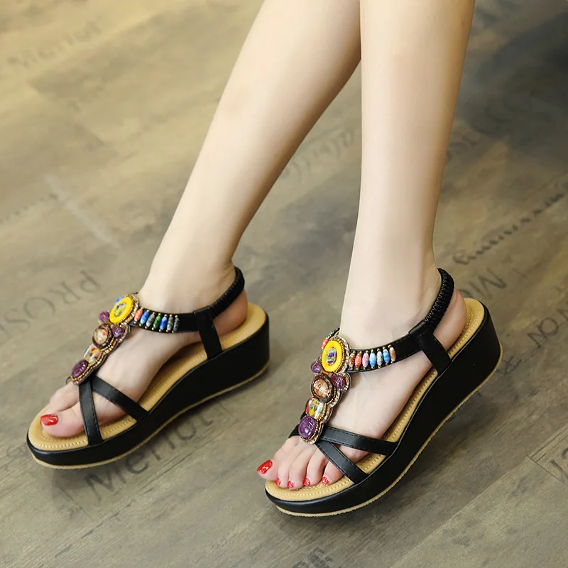 Plus Size 2023 Summer Women's Wedges Sandals Woman Lightweight Casual Non Slip Beach Shoes Female Soft Bottom Walking Sandals