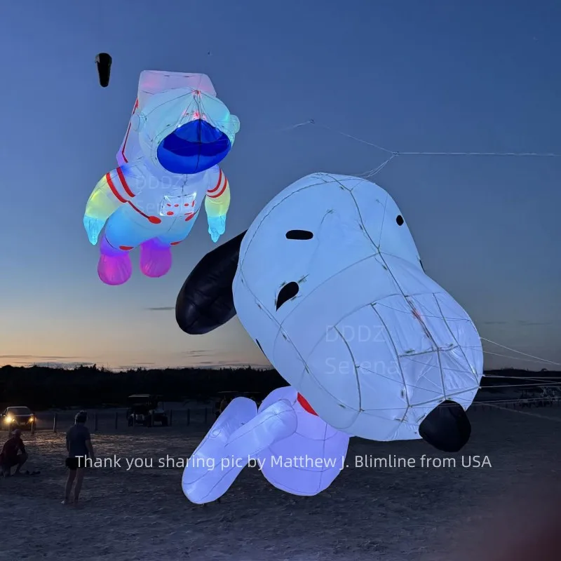 Colgante de lavandería de línea inflable suave para pipa de perro LED de 3,7 m para pipa de adulto volando por la noche en alto brillo con LED de esquina redonda