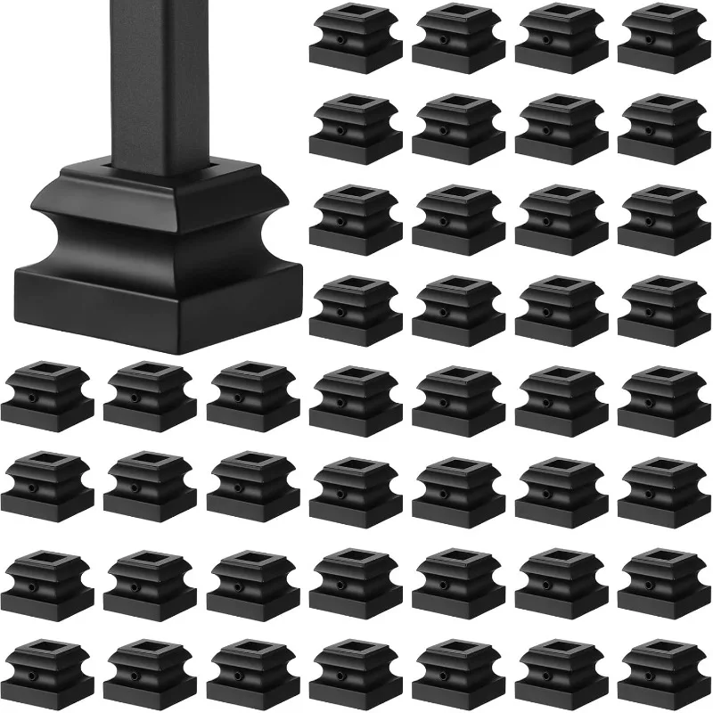 Baluster Shoes Stair Flat Shoe with Screw for 1/2 Inch Square Scroll Basket Twist Knuckle Staircase  Satin Black (96 Pcs)