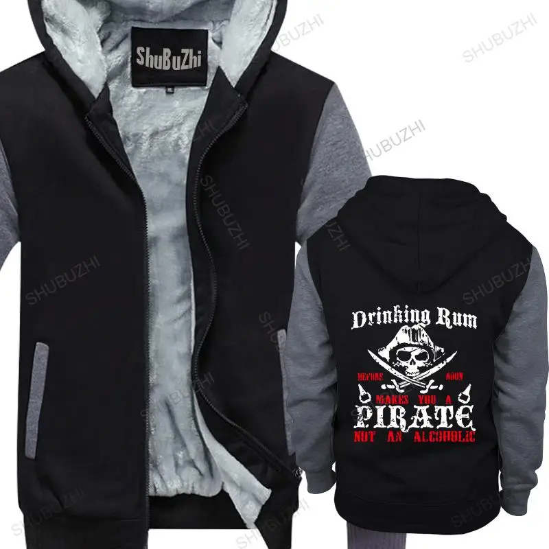 Men thick hoodies pullover Drinking Rum jacket Funny Pirate Holiday Stag Batchelor warm hoody homme bigger size