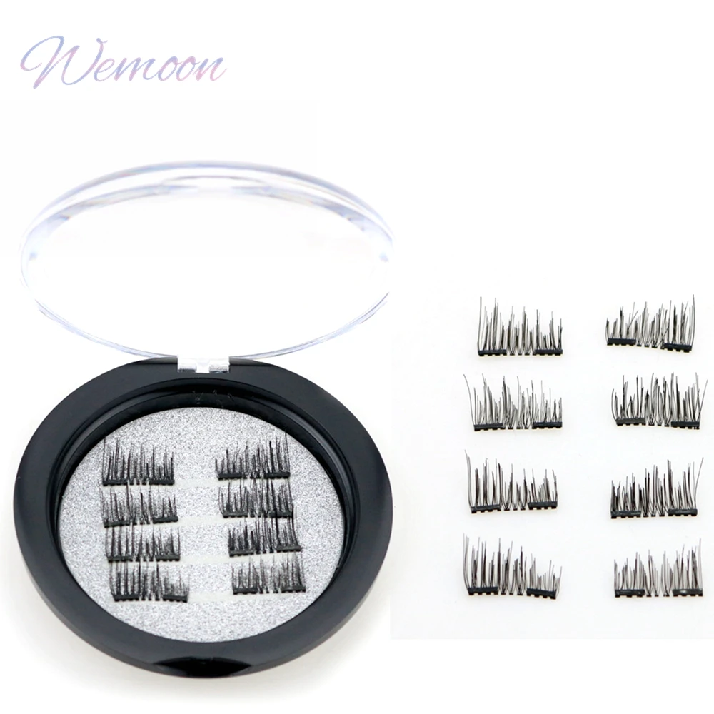 8pcs Half Eye Magnetic Eyelashes with 2 Magnet Set 3D Mink Soft Natural Fake Eye Lashes Reusable Long Lasting DIY Makeup Tools