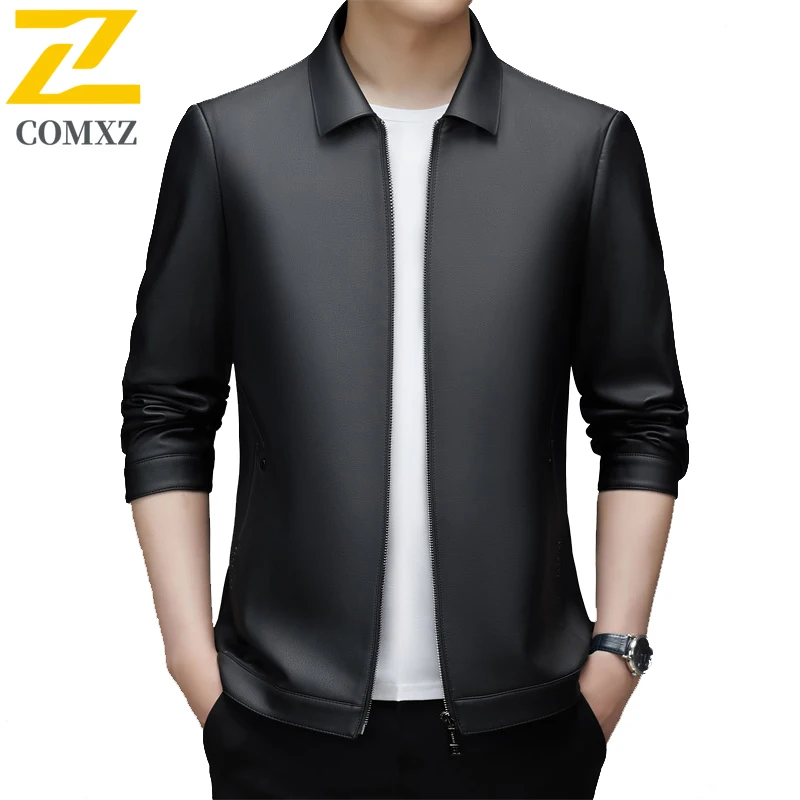 New Faux Leather Jacket Men 2025 Autumn Light Luxury Business Casual Turndown Collar Coat Fashion Wear Premium Quality Jackets