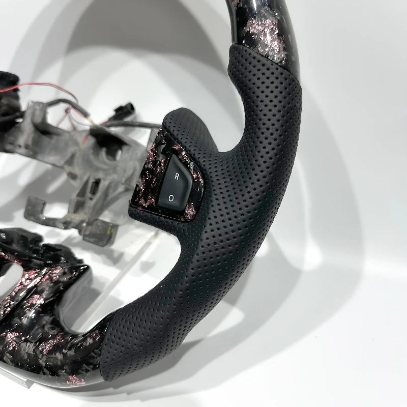 For Renault Megane 3 Megane 3 RS Pink Forged Carbon Fiber Racing Wheel Customizable Perforated Leather with LED Drop Shipping