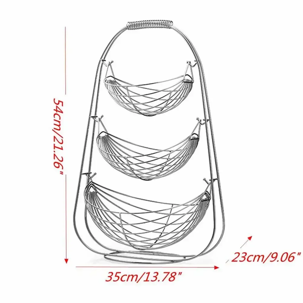 2/3 Tiers Fruit Basket Bowl Holder Stand Kitchen Vegetables Storage Stainless Steel Organizer Household Food Grade Home Baskets