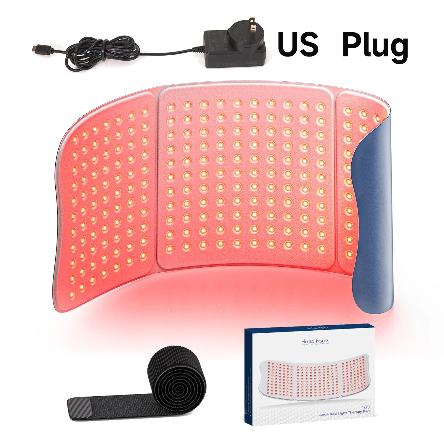 Roodlichttherapiekussen 660nm 850nm voor verlichting van lichaamspijn, grote 30x12inch mat met timer - Hello Face L7 Tri-Chip nabij infrarood