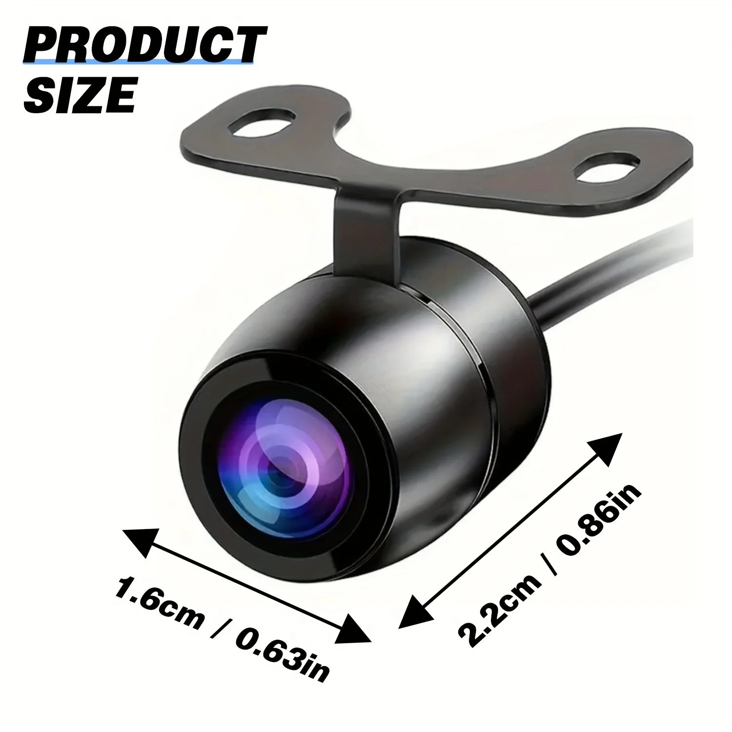 Dynamic Trajectory Car Backup Camera with Night Vision - Universal Fit, Flush Mount Design, Includes Installation Kit