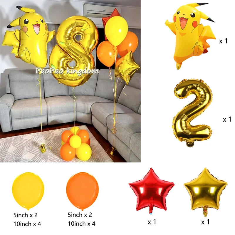 Bestseller Pikachu Ballon-Set Cartoon-Charakter Luftballons für Babyparty Geburtstagsdekoration – Detail 2